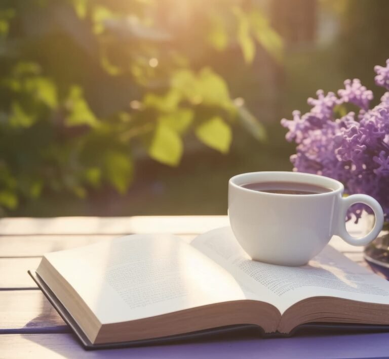 Diapositiva representativa de una taza sobre un libro por el trabajo editorial y visual de Pensaemas